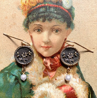 Antique Metal Button Earrings