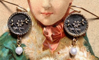Antique Metal Button Earrings