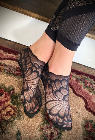 Gothic Angel Wing Lace Socks