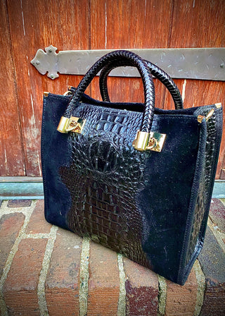 Lucia Italian Leather Croc Portfolio Bag