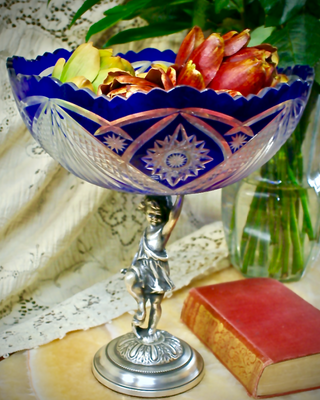 Kobold’s Folly Cobalt Cut Glass Pedestal Dish